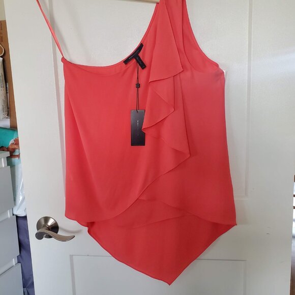 BCBGMaxAzria-Women's 'Lana' One Shoulder Draped Chiffon Blouse-Size XXS Ambrosia - Picture 14 of 14